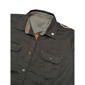 JWE Designs Ladies A&W Root Beer Patch Black‎ Button Down Shirt